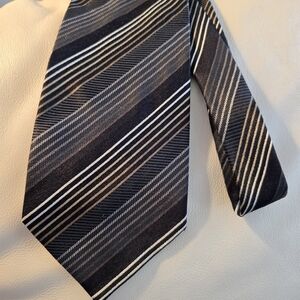 Giorgio Brutini Striped Black and Gray Men's Silk Necktie Tie